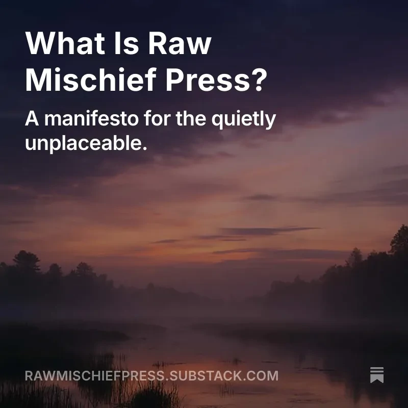 What is Raw Mischief Press? - Substack poetry newsletter placard from Raw Mischief Press